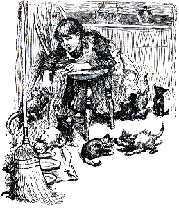 Girl with kittens